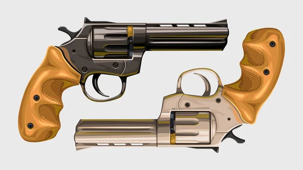 Zwei klassische Revolver auf weiß — Stockvektor