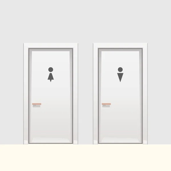 Deux portes blanches wc sur mur blanc — Image vectorielle