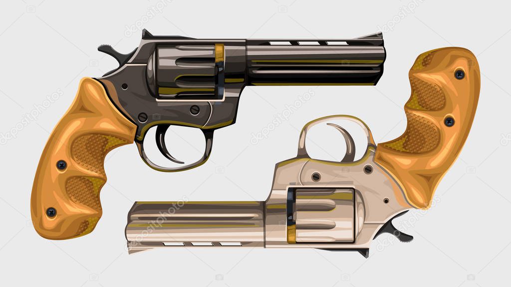 two classic revolvers on white