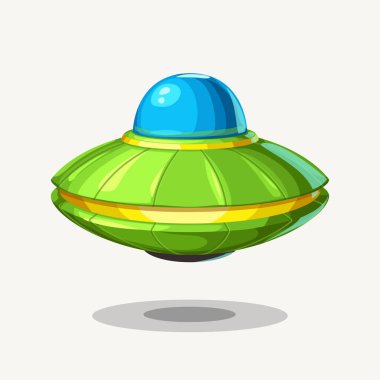 beyaz üzerinde renkli UFO çizgi filmi
