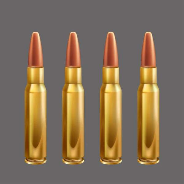Group of realistic rifle bullets — Stock Vector