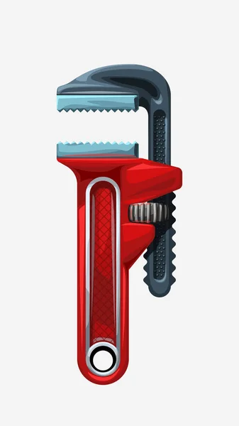 Llave de tubo de metal rojo de dibujos animados — Vector de stock