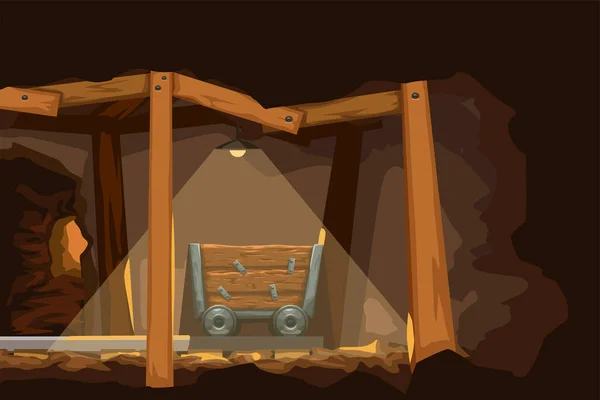 Dessin animé miner wagon vue de côté — Image vectorielle