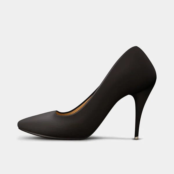 Nero donna scarpa vista laterale — Vettoriale Stock
