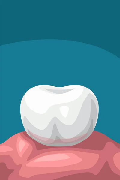 Cartoon single tooth on blue — Stock Vector