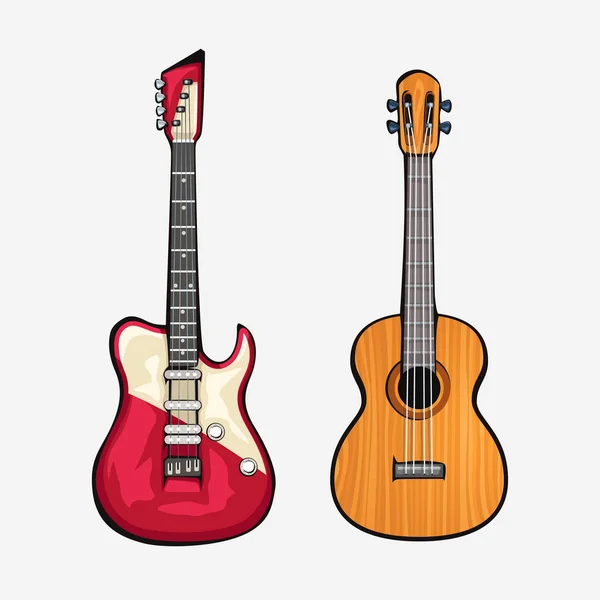 Dos guitarras diferentes vista frontal — Vector de stock