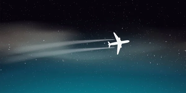 สีลูเอทเครื่องบินบนอวกาศมืด — ภาพเวกเตอร์สต็อก