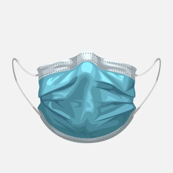 Μπλε ιατρική μάσκα μπροστινή όψη — Διανυσματικό Αρχείο