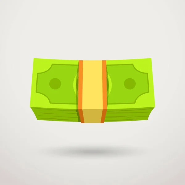 Paquete de dinero verde en blanco — Vector de stock