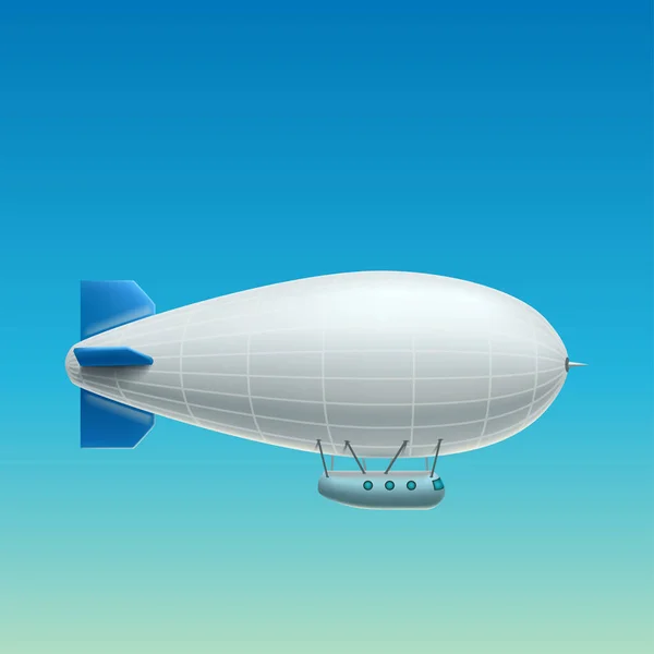 Realistic white airship side view — Stock Vector