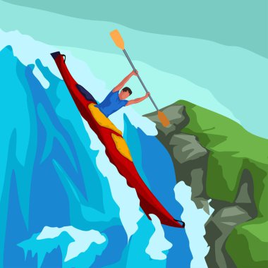 Kırmızı botlu rafting adamı.