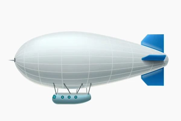 Ρεαλιστική λευκή πλευρική όψη αερόπλοιου — Διανυσματικό Αρχείο