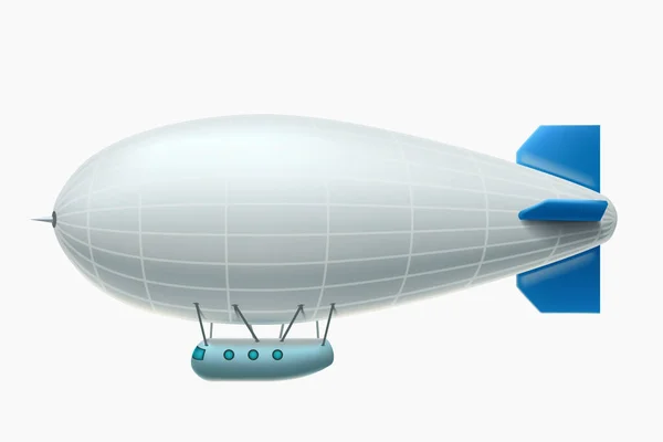 Vista lateral realista dirigible blanco — Vector de stock