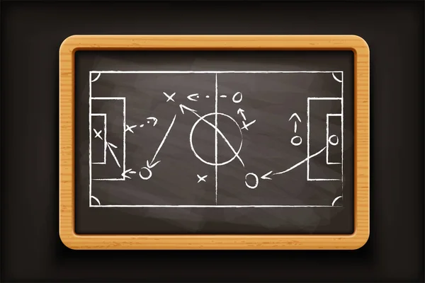 Black blackboard with football plan — Stock Vector