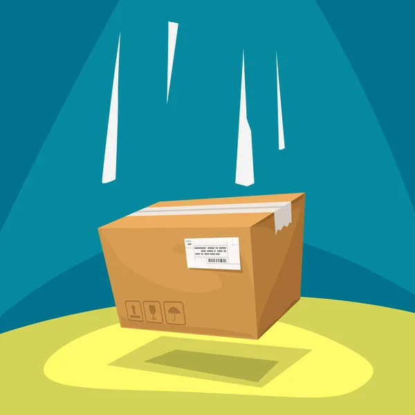 Falling cartoon parcel carton box — Stock Vector
