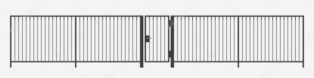 modern vertical bar metal fence