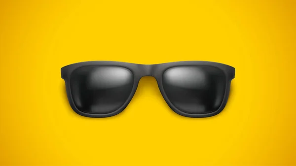 Realistische schwarze Sonnenbrille Frontansicht — Stockvektor