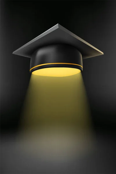 Cappello realistico laureato cappello giallo — Vettoriale Stock