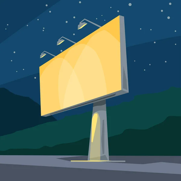 Žlutý světlý billboard v noci — Stockový vektor