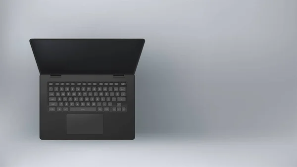 Černá barva notebooku na šedé — Stockový vektor