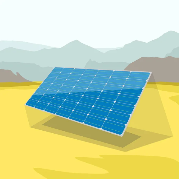 Solarmodul auf gelbem Feld — Stockvektor