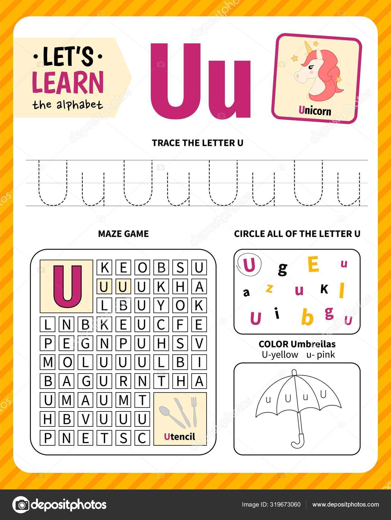 Kids Learning Material Worksheet Learning Alphabet Letter — Stock ...