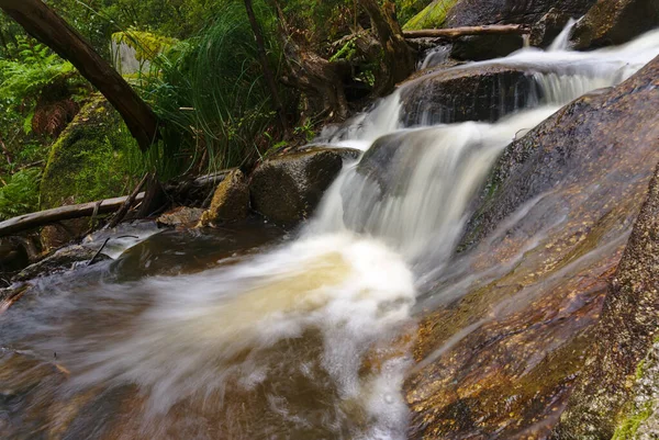 Речная вода из ручья, захваченная при длительном воздействии — стоковое фото