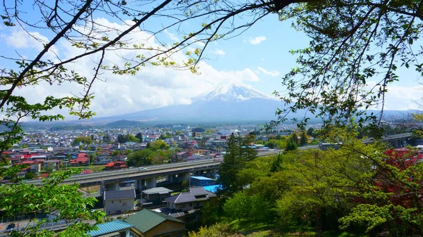 Fujiyoshida Stad Belägen Yamanashi Prefektur Japan Mountain Fujiyama Bakgrunden — Stockfoto