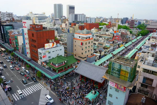 Tokyo Japonya Mayıs 2019 Asakusa Bölgesi Hava Görüntüsü Nakamise Caddesi — Stok fotoğraf