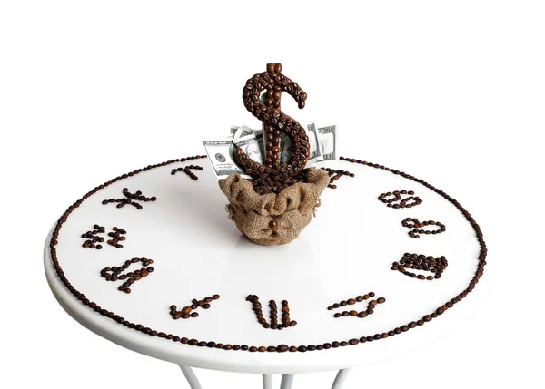 Zeichnung Von Kaffeebohnen Form Von Sternzeichen Auf Einem Tisch Auf — Stockfoto