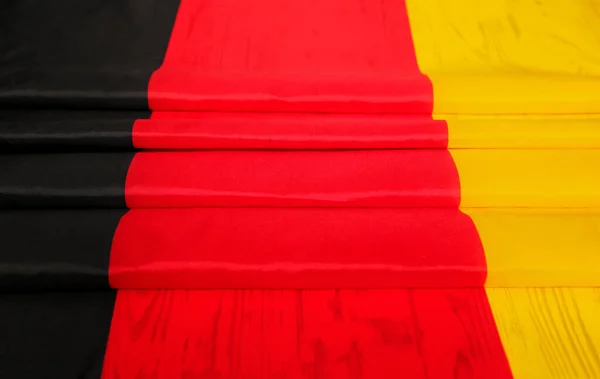 Εθνική Σημαία Της Γερμανίας Κοντινό Πλάνο Γερμανικό Σύμβολο Κυματιστή Υφή — Φωτογραφία Αρχείου