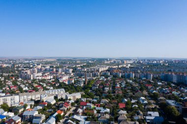Ternopil 'in Ukrayna şehri. Havadan bakıldığında. Güzel manzara.