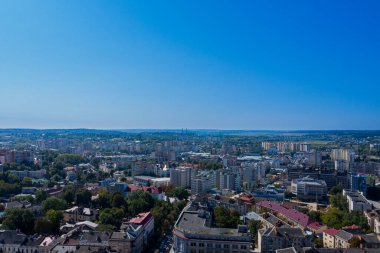 Ternopil 'in Ukrayna şehri. Havadan bakıldığında. Güzel manzara.