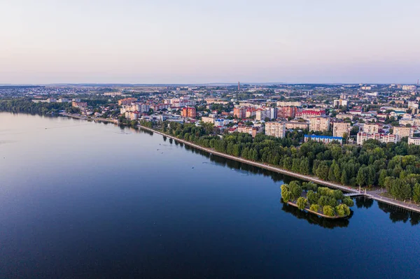 Beleza Paisagem Cidade Ucrânia Foto Estrada Lago Dji Drone Uma — Fotografia de Stock