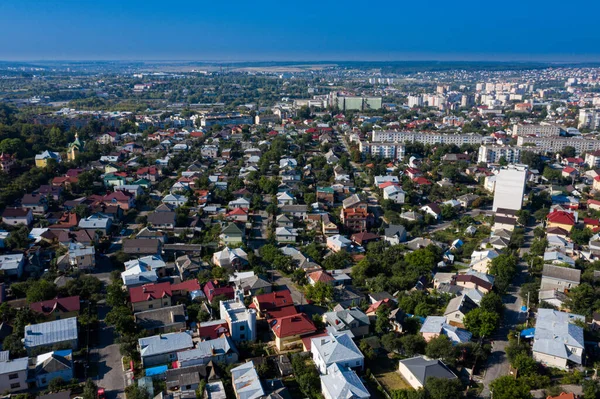 Ternopil 'in Ukrayna şehri. Havadan bakıldığında. Güzel manzara.