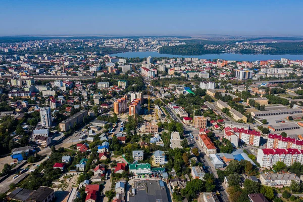 Ternopil 'in Ukrayna şehri. Havadan bakıldığında. Güzel manzara.