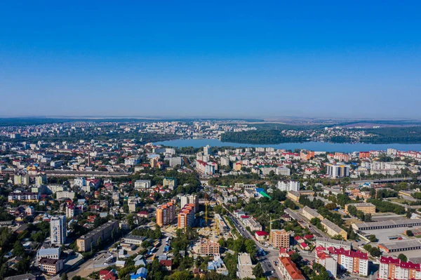 乌克兰市的三聚氰胺 从空中看 美丽的风景 — 图库照片