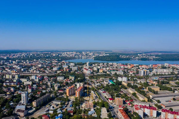 Ternopil 'in Ukrayna şehri. Havadan bakıldığında. Güzel manzara.