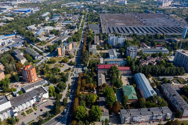 Ternopil 'in Ukrayna şehri. Havadan bakıldığında. Güzel manzara.