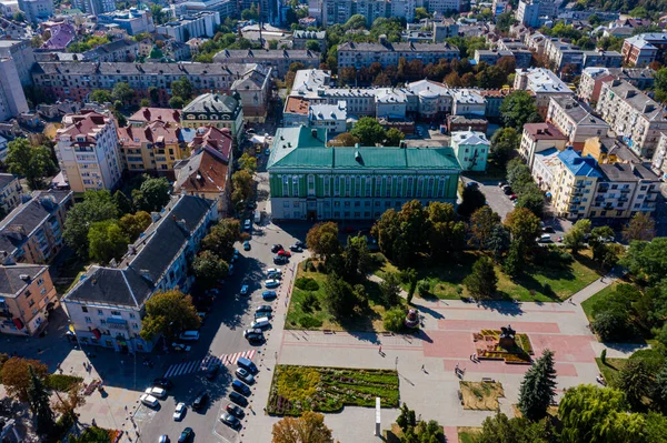 乌克兰市的三聚氰胺 从空中看 美丽的风景 — 图库照片