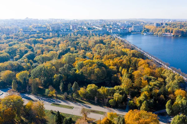 Cidade Ucraniana Ternopil Vista Aérea Bela Paisagem — Fotografia de Stock