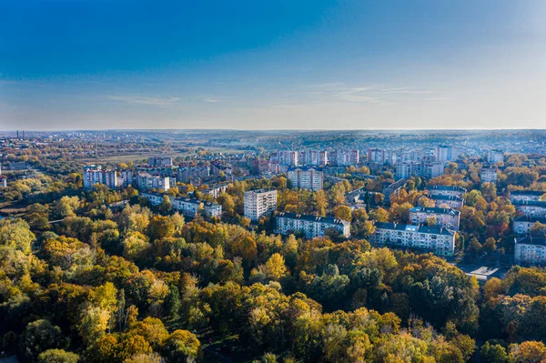 Cidade Ucraniana Ternopil Vista Aérea Bela Paisagem — Fotografia de Stock