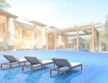 Yüzme Havuzu ve Teras dış arka plan bulanıklık