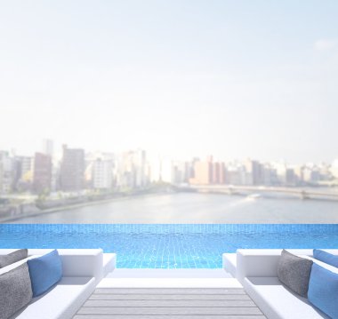 Yüzme Havuzu ve Teras dış arka plan bulanıklık