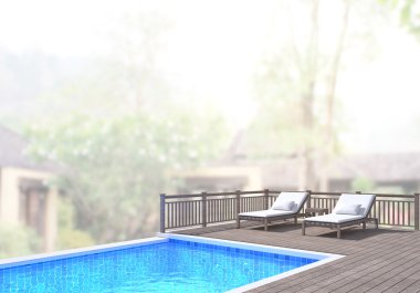 Yüzme Havuzu ve Teras dış arka plan bulanıklık