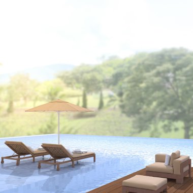 Yüzme Havuzu ve Teras dış arka plan bulanıklık