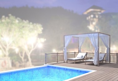 Yüzme Havuzu ve Teras dış arka plan bulanıklık