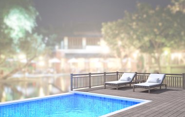 Yüzme Havuzu ve Teras dış arka plan bulanıklık