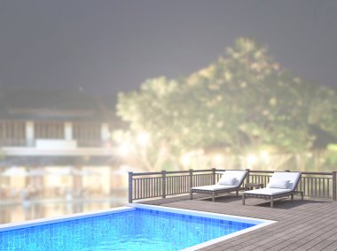 Yüzme Havuzu ve Teras dış arka plan bulanıklık