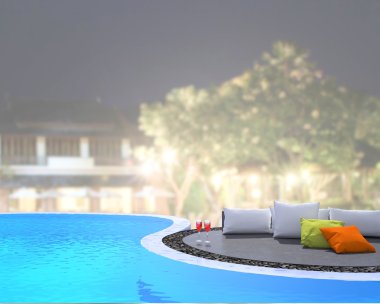 Yüzme Havuzu ve Teras dış arka plan bulanıklık